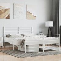 Metal Bed Frame with Headboard and Footboard White 120x200 cm