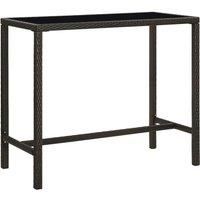 Garden Bar Table Brown 130x60x110 cm Poly Rattan and Glass