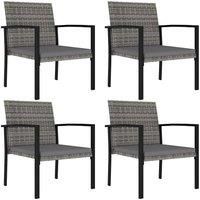 Garden Dining Chairs 4 pcs Poly Rattan Grey