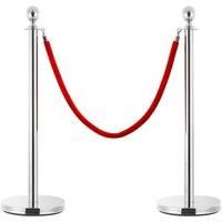 Stanchion Stand Rope Red and Silver Velvet