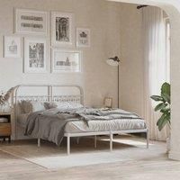 Metal Bed Frame without Mattress with Headboard White 140x200cm