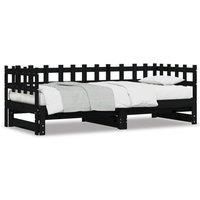 Pull-out Day Bed Black 2x(80x200) cm Solid Wood Pine