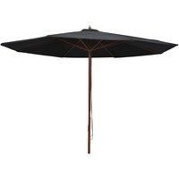 Outdoor Parasol with Wooden Pole 350 cm Black