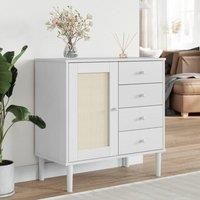 Sideboard SENJA Rattan Look White 80x40x80 cm Solid Wood Pine
