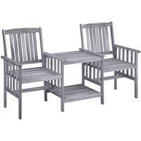Garden Chairs with Tea Table 159x61x92 cm Solid Acacia Wood