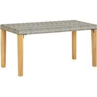 Garden Bench 120 cm Grey Poly Rattan and Solid Acacia Wood