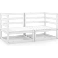 Garden Corner Sofas 2 pcs White Solid Wood Pine