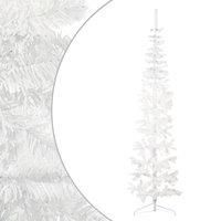 Slim Artificial Half Christmas Tree with Stand White 240 cm