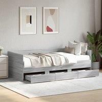 Daybed with Drawers without Mattress Grey Sonoma 75x190 cm Small Single