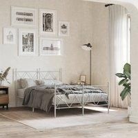 Metal Bed Frame without Mattress with Footboard White 120x190cm