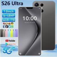 2026 Original Smartphone For S26 Ultra 5G 7.0HD Snapdragon 888 Dual Sim Card 16G+1TB Cell Phone Android Mobile Phones Unlocked