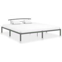 Bed Frame Grey Metal 200x200 cm