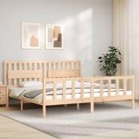 Bed Frame with Headboard 200x200 cm Solid Wood
