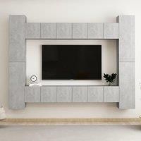 10 Piece TV Cabinet Set Concrete Grey Engineered Wood