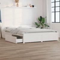 Bed Frame with Drawers White 140x190 cm