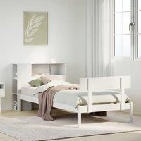 Bookcase Bed without Mattress White 90x200 cm Solid Wood Pine