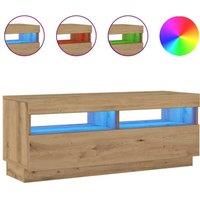 TV Cabinet with LED Lights Artisian Oak 100x35x40 cm Engineered Wood
