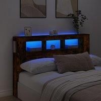 LED Headboard Smoked Oak 160x18.5x103.5 cm Engineered Wood
