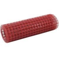 Chicken Wire Fence Steel with PVC Coating 10x0.5 m Red