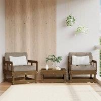 Garden Chairs with Cushions 2 pcs Honey Brown Solid Wood Pine
