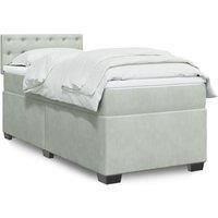 Box Spring Bed with Mattress Light Grey 90x200 cm Velvet
