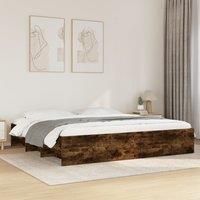 Bed Frame without Mattress Smoked Oak 180x200 cm Super King Engineered Wood