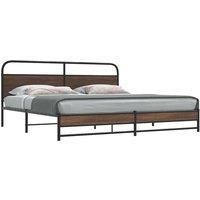 Metal Bed Frame without Mattress Brown Oak 200x200 cm
