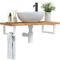 Basin Shelf Wall Mounted Steel and Solid Wood Oak