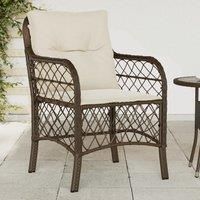 Garden Chairs with Cushions 2 pcs Brown Poly Rattan