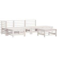 6 Piece Garden Lounge Set White Solid Wood Pine