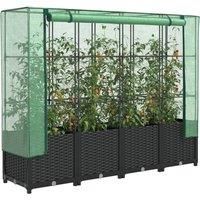 Raised Bed with Greenhouse Cover Rattan Look 160x40x138 cm