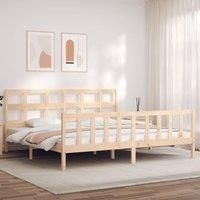 Bed Frame with Headboard 200x200 cm Solid Wood