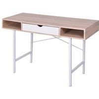 Desk with 1 Drawer Oak and White