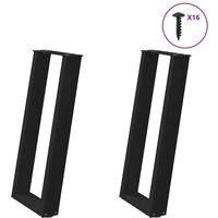 Console Table Legs U-Shaped 2 pcs Black 38x(72-73) cm Steel