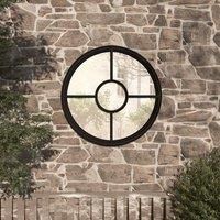 Garden Mirror Black 60x4 cm Iron Round for Outdoor Use