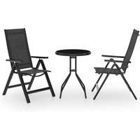 3 Piece Bistro Set Black and Anthracite