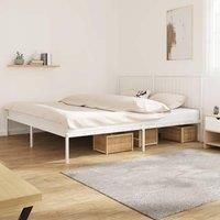Metal Bed Frame with Headboard White 200x200 cm