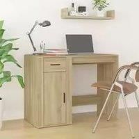 Natural Office Desk with Drawers and Shelf