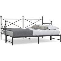 Daybed with Trundle without Mattress Black 90x200 cm Steel