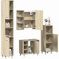 4 Piece Bathroom Furniture set Sonoma Oak Engineered Wood
