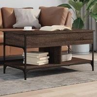 Coffee Table Brown Oak 100x50x50 cm Engineered Wood and Metal