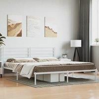 Metal Bed Frame with Headboard White 183x213 cm