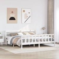 Bed Frame without Mattress White 200x200 cm Solid Wood Pine