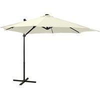 Cantilever Umbrella with Pole and LED Lights Sand 300 cm