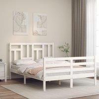 Bed Frame with Headboard White 140x190 cm Solid Wood