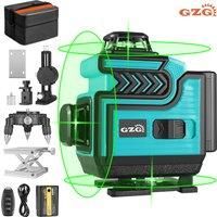 1pc GZG Professional 4D Cross Line Laser Level, 4X360 Green Beam, 16 Lines, Self-Leveling, USB Charging, £36V, 0.4-1Mw