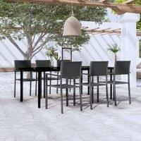 7 Piece Garden Dining Set Black