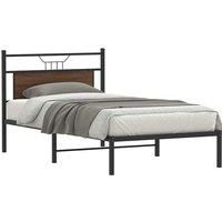 Bed Frame without Mattress Brown Oak 100x200 cm Engineered Wood