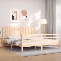 Bed Frame with Headboard Super King Size Solid Wood