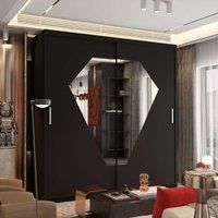Modern Double Sliding Wardrobe with LED Light W 150 x H 217 x D 62